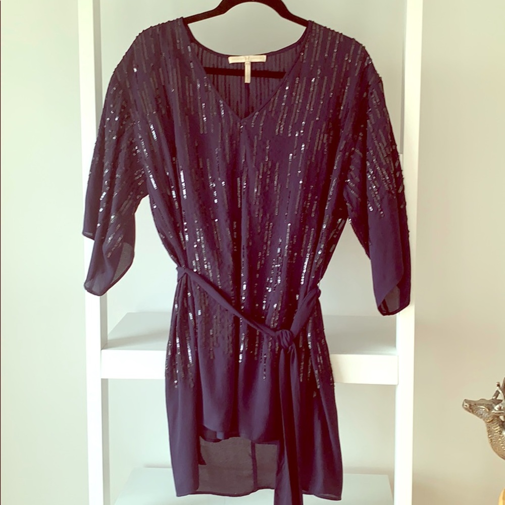 Halston Heritage Navy Kimono Cocktail Dress